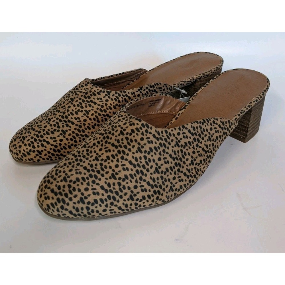 Universal Thread Leopard Print Tan and Black Slip-On Mules - Picture 3 of 8
